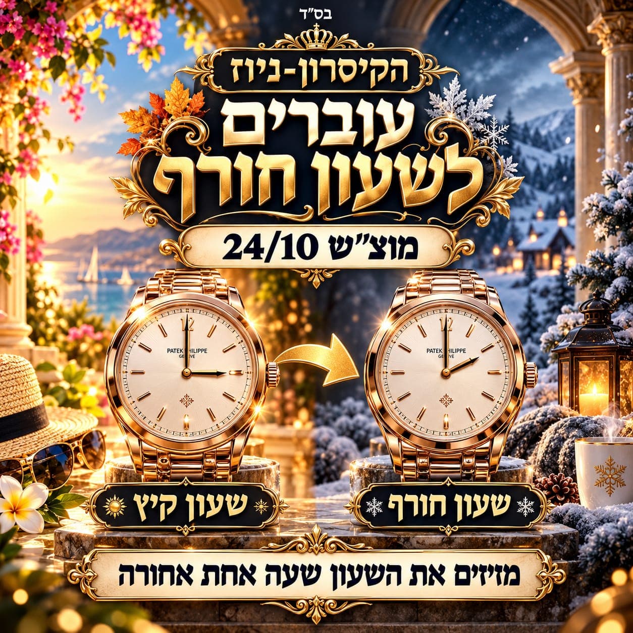 מחר בלילה שעון החורף נכנס לתוקף